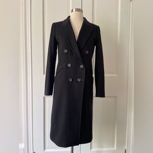 J.Crew | Black Double-Breasted Long Coat